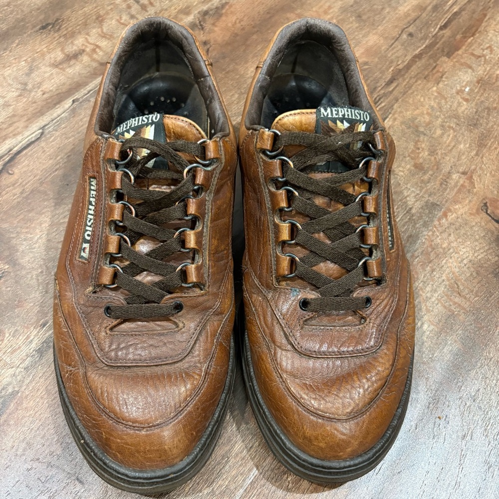 Mephisto Brown Leather Comfort Walking Shoes Mens 11 Casual Lace Up